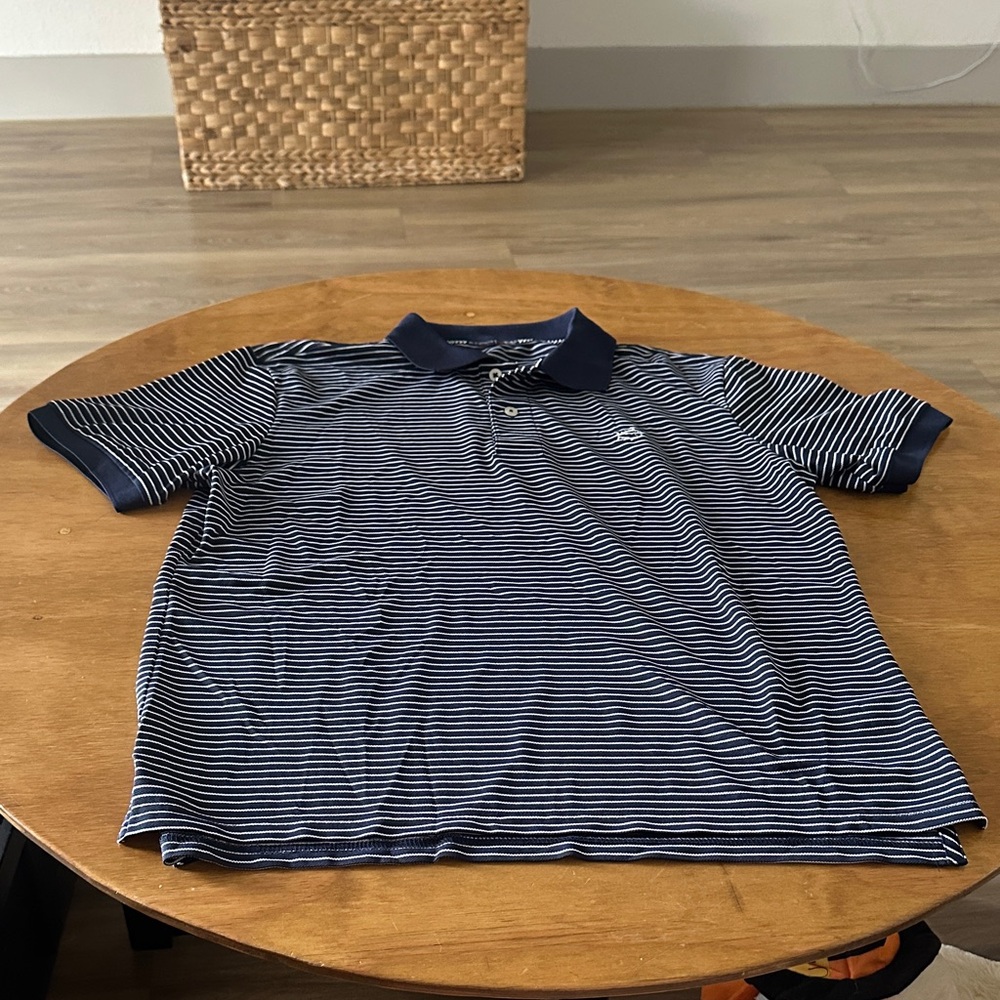 Southern Tide Navy and White Striped Polo